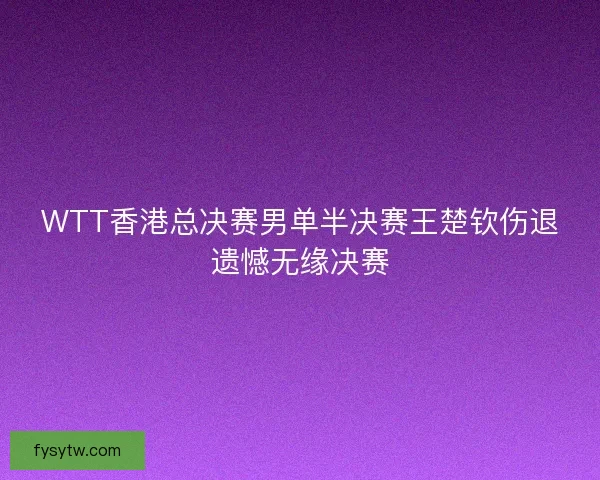 WTT香港总决赛男单半决赛王楚钦伤退遗憾无缘决赛